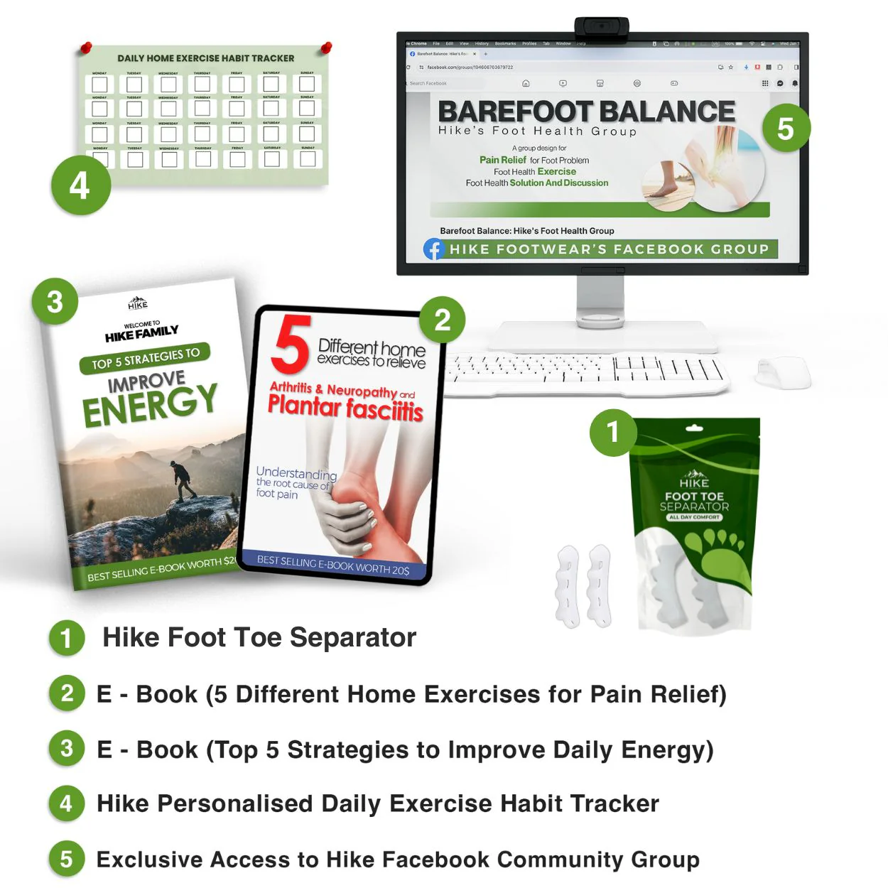 HIKE Foot Toe Separator - Achieve Healthy Toes, Correct Bunions, Hammer Toes, and Relieve Foot Pain - 图片 5